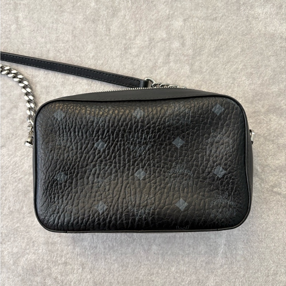 MCM Black Leather Crossbody Camera Bag with Chain Strap - Picture 4 of 5